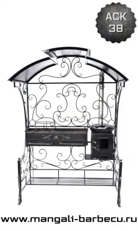Мангал с крышей и печкой Уют Премиум