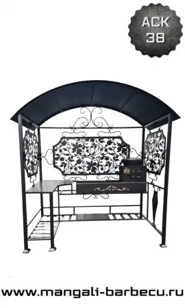 Мангал с крышей и печкой "Медея с Узорами"