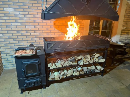 Мангал с печкой и вытяжкой Викинг