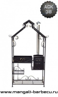 Мангал с крышей и печкой "Имение Люкс" (жаровня 3мм)
